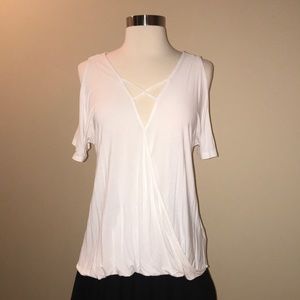 NWOT A&E Soft & Sexy White Cut-Out Shirt